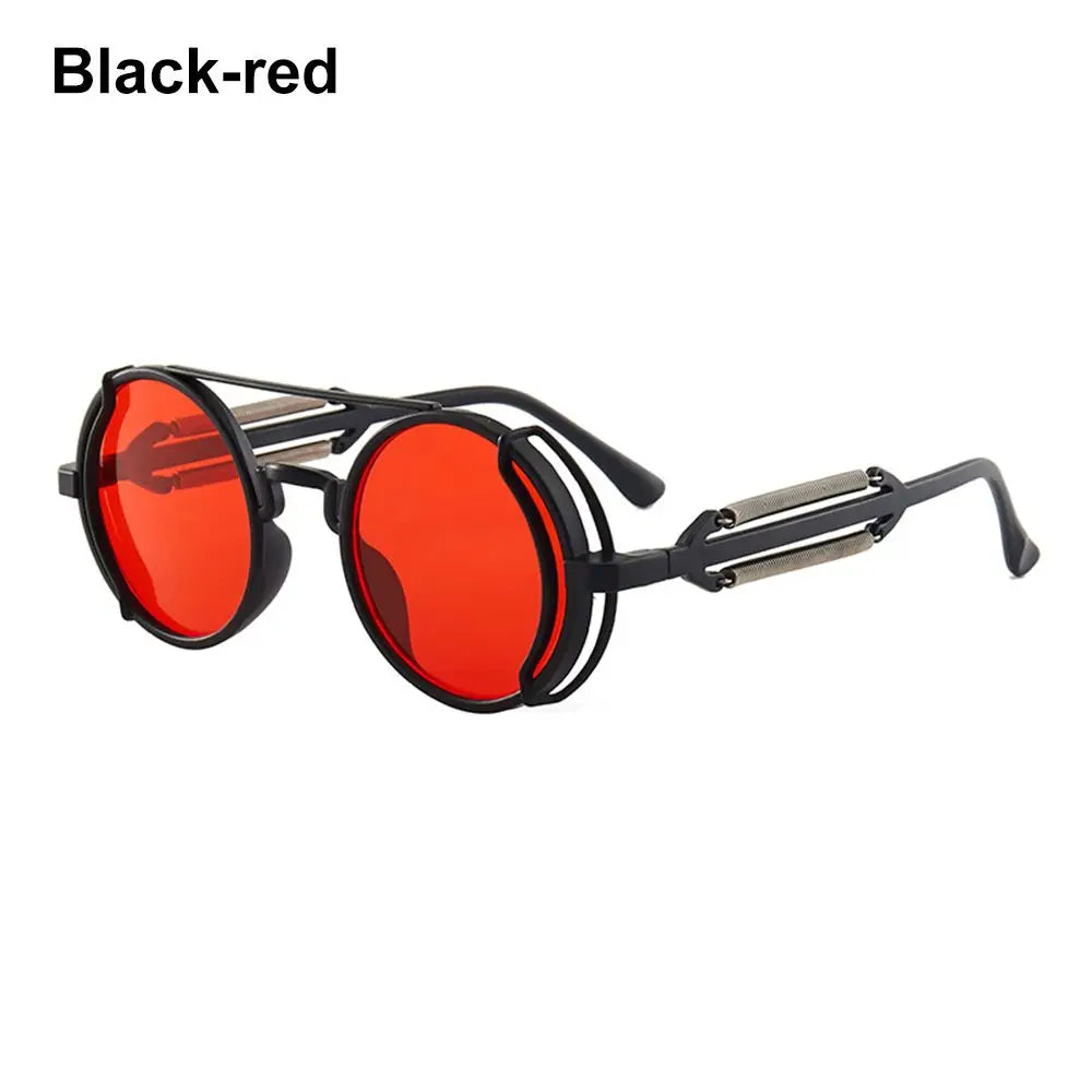 Fashion UV400 Protection Double Spring Temples Round Sunglasses Men's Eyewear Steampunk Sunglasses Sun Glasses