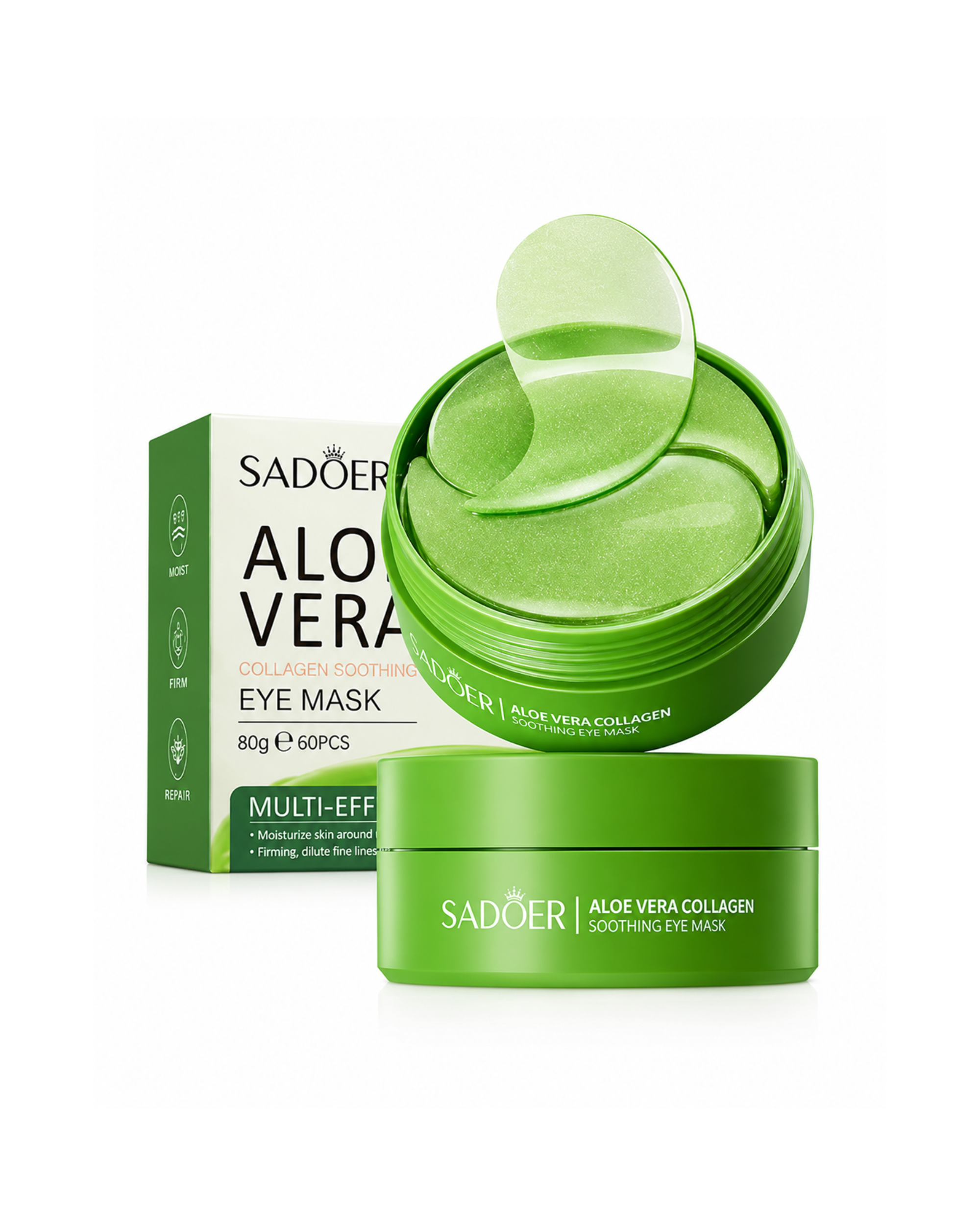 60pcs Aloe Vera Collagen Eye Mask Anti Dark Circles Eyes Bags Moisturizing Anti-Wrinkles Eye Patches Eyes Skin Care Products